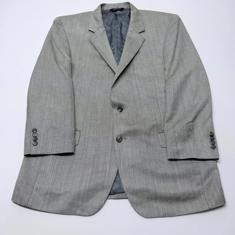 Jos A Bank Signature Collection Silk Camel Hair Herringbone Blazer Grey 44R